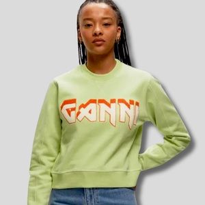 GANNI Isoli Logo Organic Cotton Sweatshirt Sz. Small